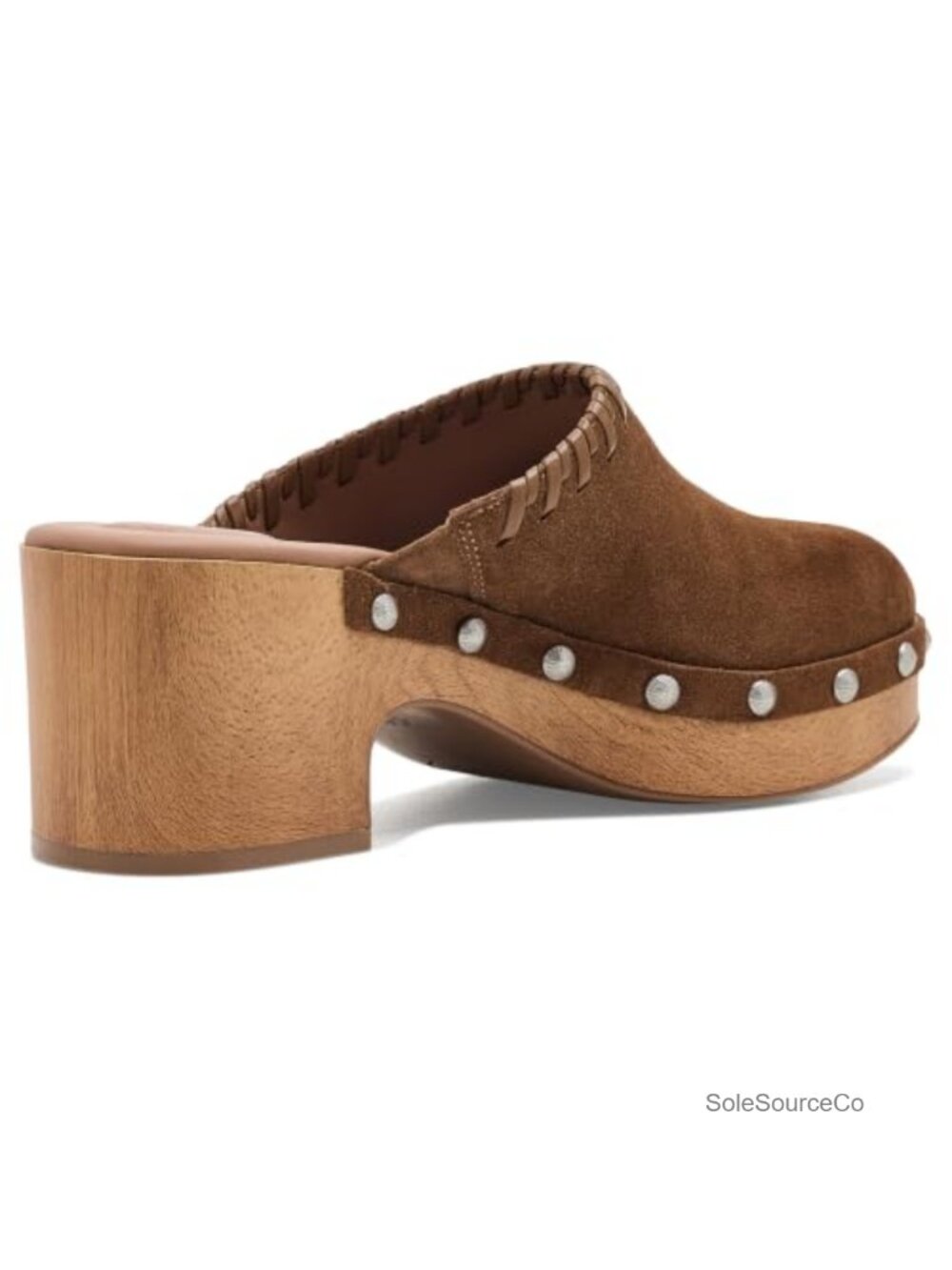 Daphine Suede Clogs Block Heel Round Toe Pull-On Mules - Picture 2 of 6